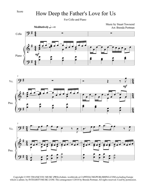 How Deep The Father's Love For Us (Arr. Brenda Portman) - Phillips, Craig & Dean (Cello and Piano)