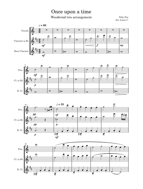 Once Upon A Time – Toby Fox | Woodwind Trio Arrangement
