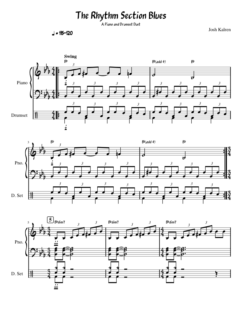 The Rhythm Section Blues Sheet music for Piano, Drum group (Mixed Duet ...