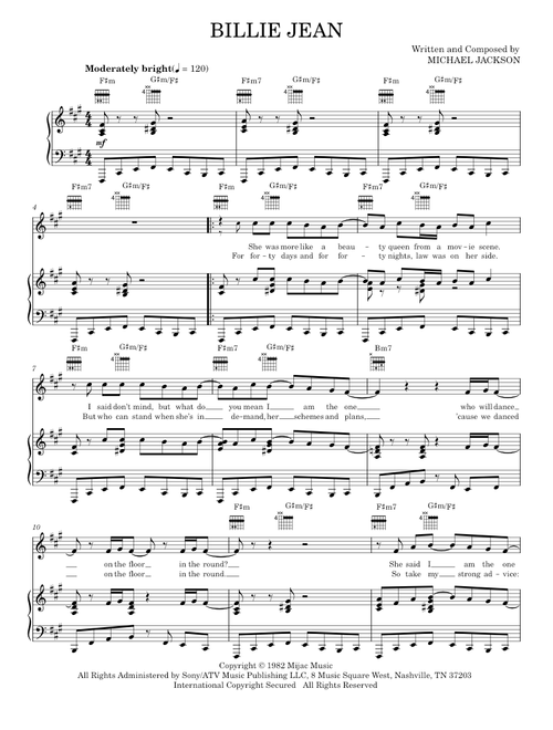 Billie jean - Michael Jackson (Piano-Vocal-Guitar)