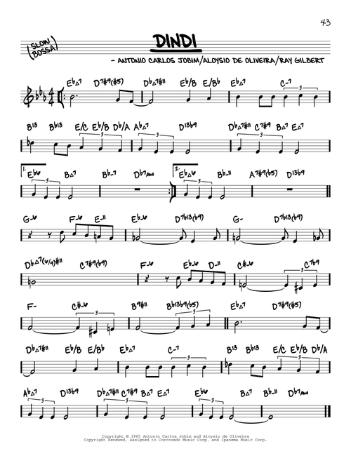 Dindi (arr. David Hazeltine) - Antonio Carlos Jobim, Ray Gilbert, Aloysio De Oliveira (Real Book - Enhanced Chords)