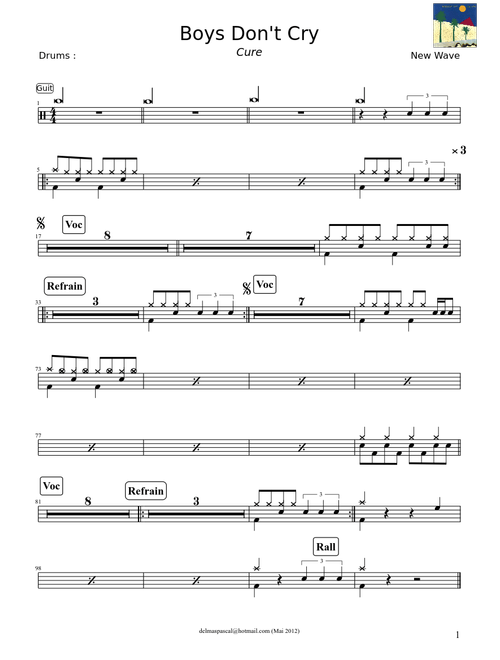 "Boys Don't Cry"-The Cure -Drum Transcription