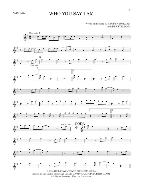 Who You Say I Am - Hillsong Worship (Alto Sax Solo)