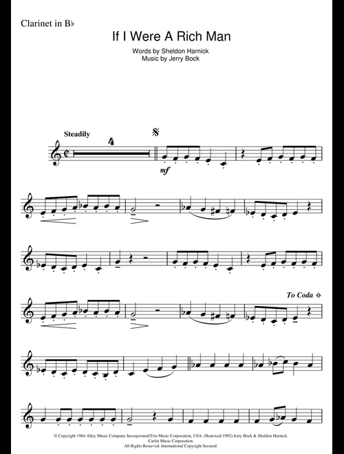 If I Were A Rich Man (from Fiddler On The Roof) - Bock & Harnick (Clarinet Solo)