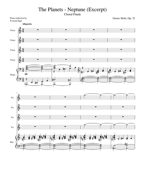 Holst The Planets-Neptune (Excerpt) Choral Finale with Piano