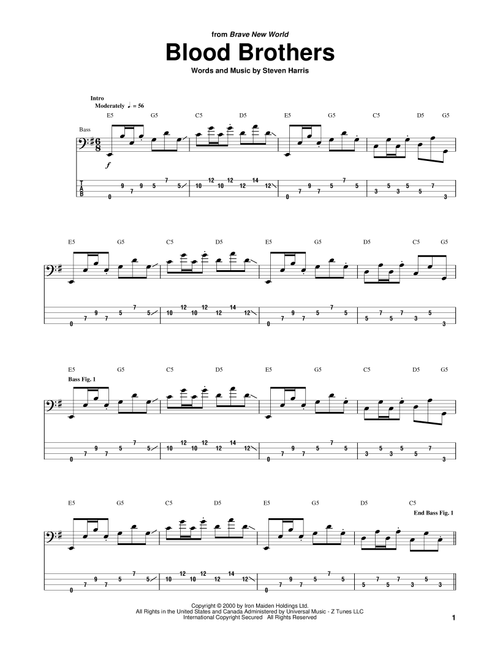 Blood Brothers - Iron Maiden (Bass Tab)