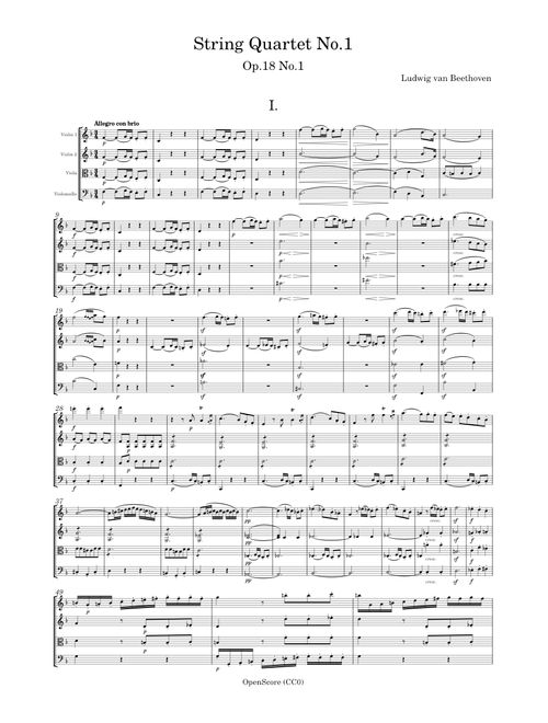 String Quartet No.1, Op.18 No.1 – Ludwig van Beethoven
