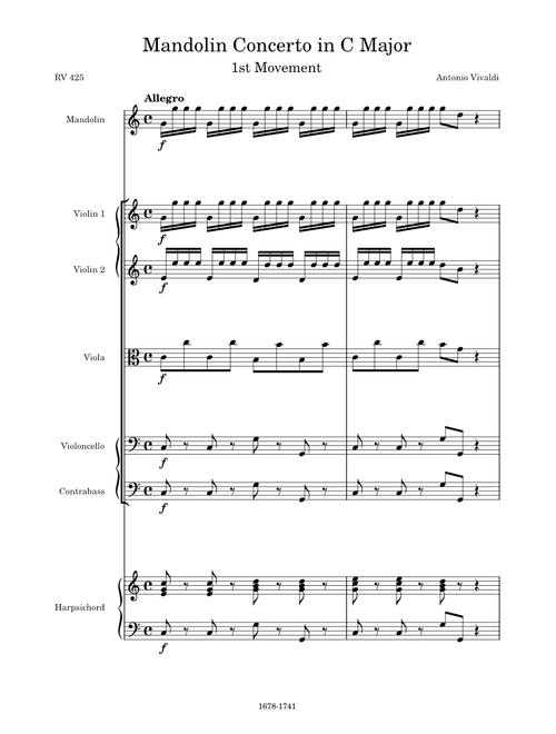 Mandolin Concerto in C Major, RV 425, 1st Movement (Allegro) – Antonio Vivaldi