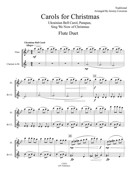 Carols for Christmas A Medley for Flute and Clarinet (Arr. Jeremy Corcoran) - Traditional (Instrumental Duet)