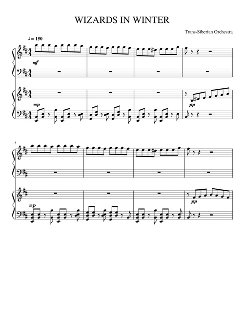 Wizards In Winter (Piano duet)