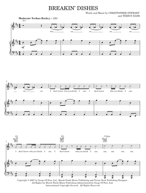 Breakin' Dishes - Rihanna, Rihanna featuring Jay-Z (Piano-Vocal-Guitar)