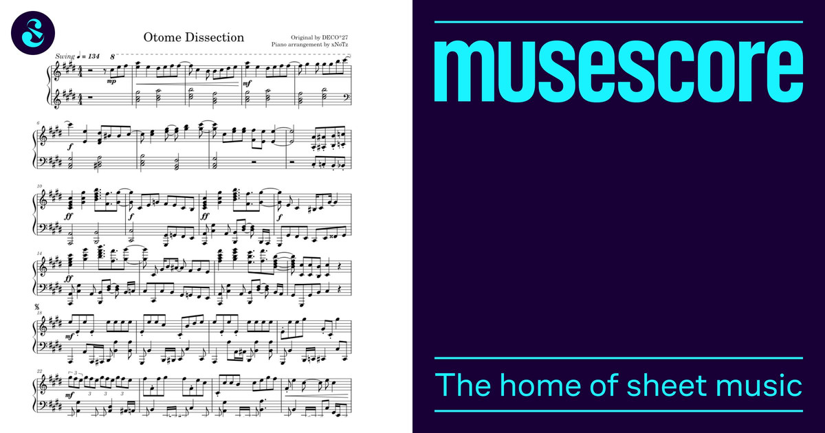 Otome Dissection - DECO*27 Sheet Music for Piano (Solo) easy
