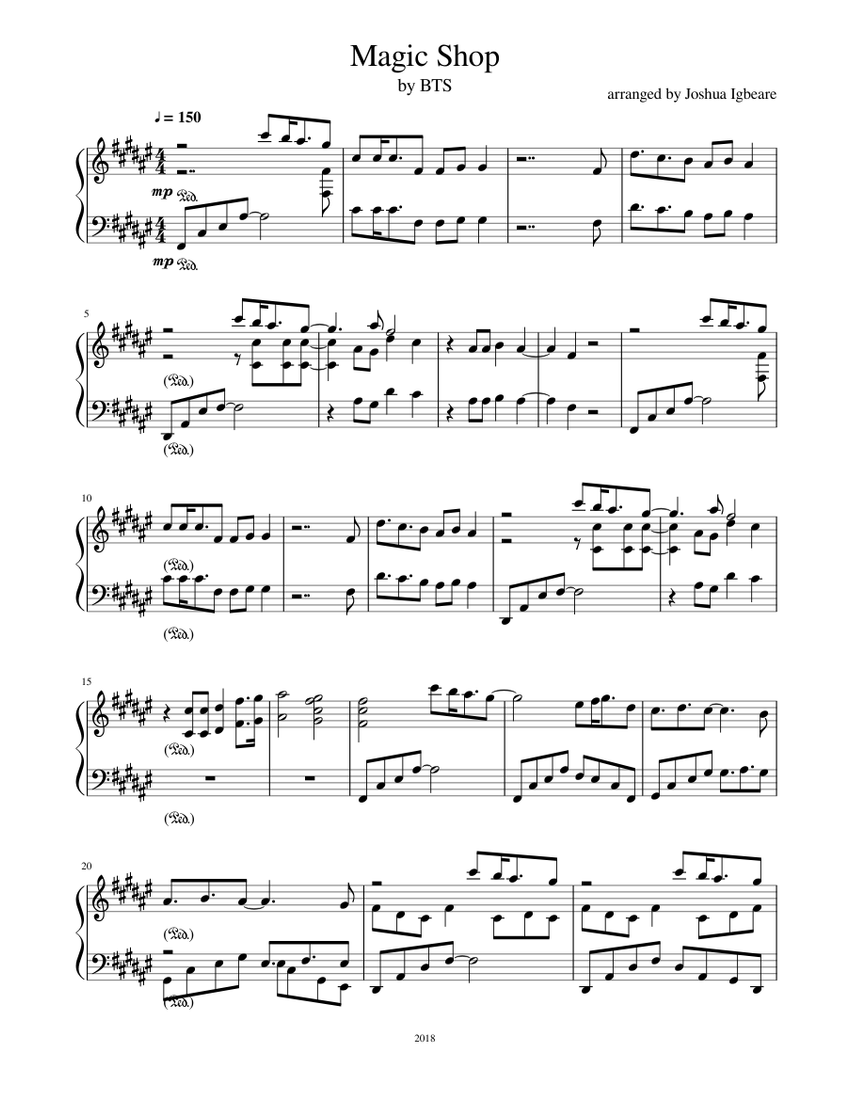 Magic shop piano sheet top