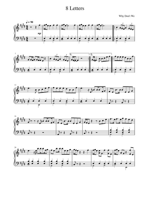 8 Letters (Arr. Why Don'T We) (Piano Solo)