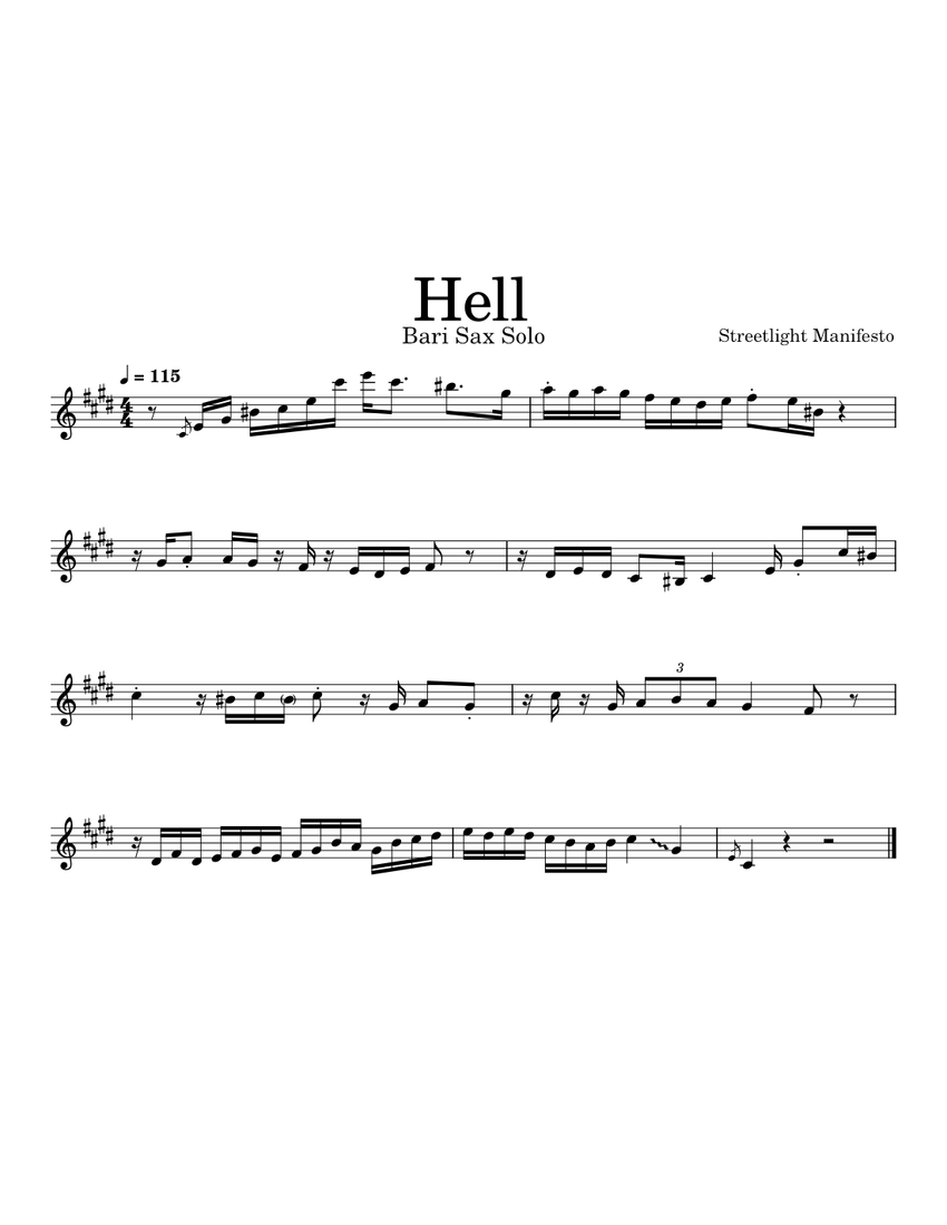 Hell (Bari Sax Solo) Streeetlight Manifesto Sheet music for Saxophone