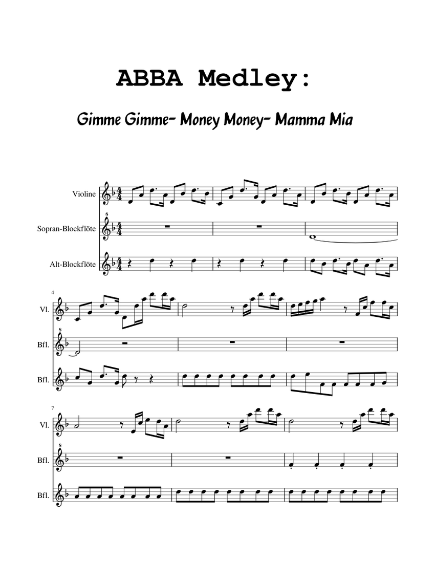 ABBA Medley | transcribed by Jakob Altmann Sheet Music for
