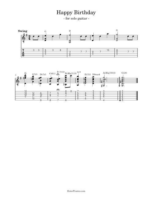 Happy Birthday - for solo guitar