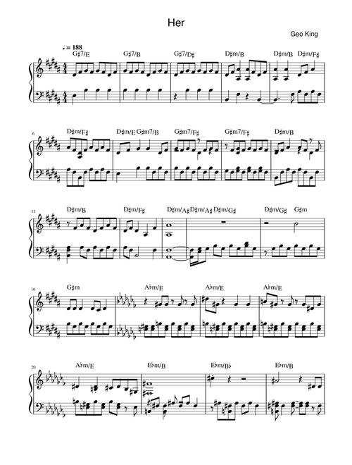 Her (Arr. Gregory King) - Jvke (Easy Piano)