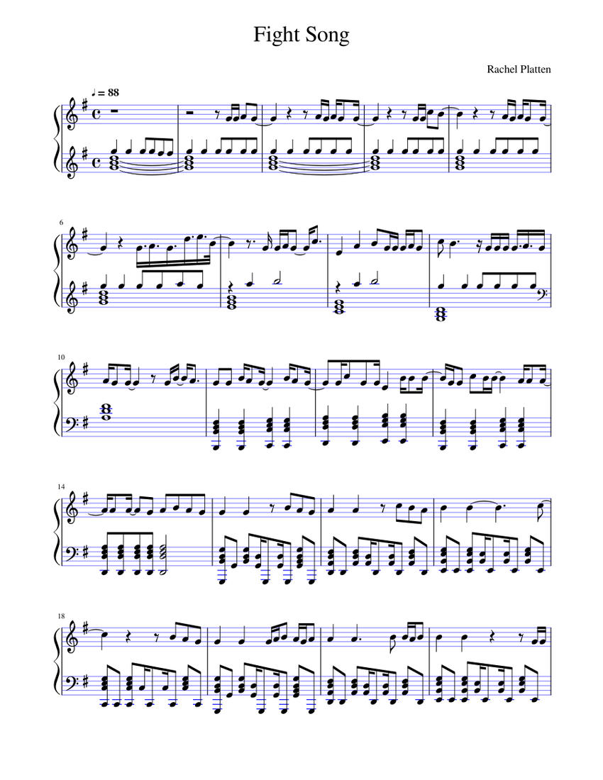 Fight Song Sheet Music for Piano (Solo) | MuseScore.com