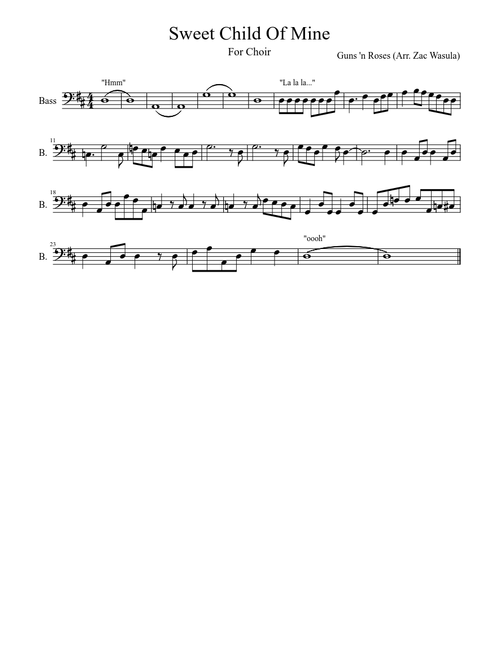 Sweet Child Of Mine Bass Part