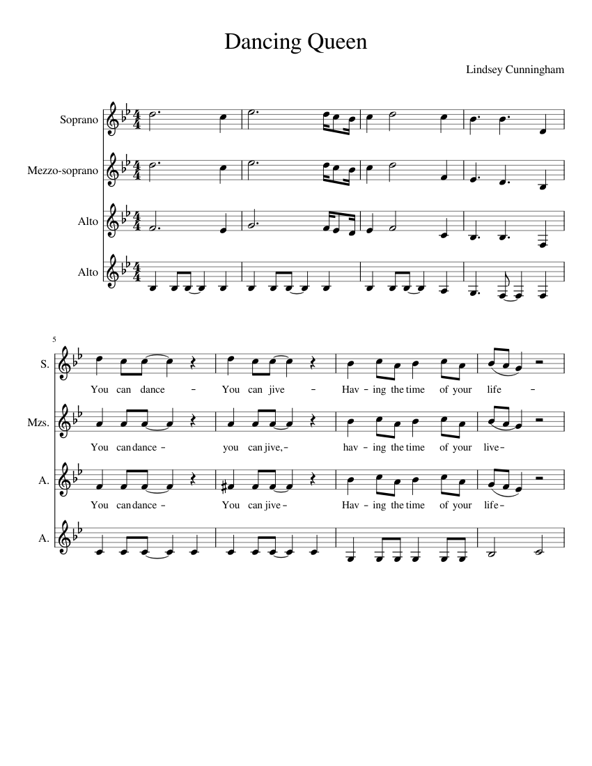 Dancing Queen SSAA A Cappella Sheet music for Soprano, Alto, Mezzo