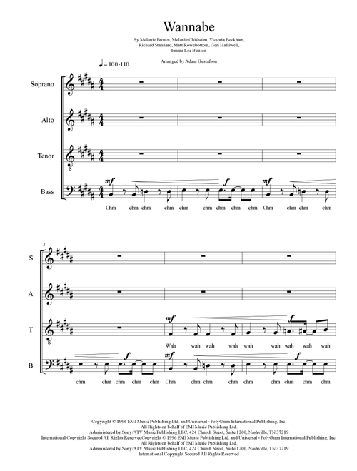 Wannabe (Arr. Adam Gustafson) - Spice Girls (Choral, SATB)