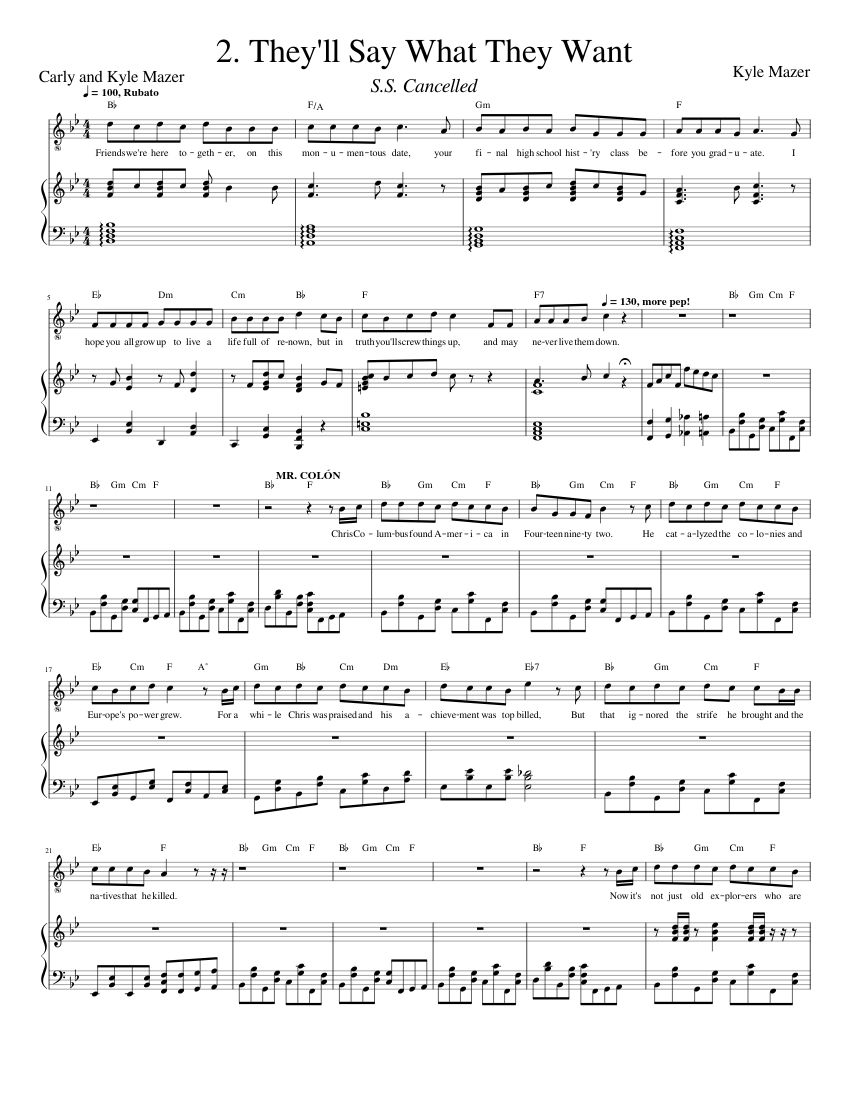 2 They #39 ll Say What They Want Sheet music for Piano Vocals (Piano