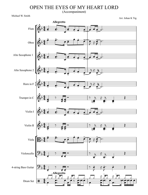 Open the Eyes of My Heart Lord (Arr. Johan K) - Michael W Smith (Chamber Orchestra)