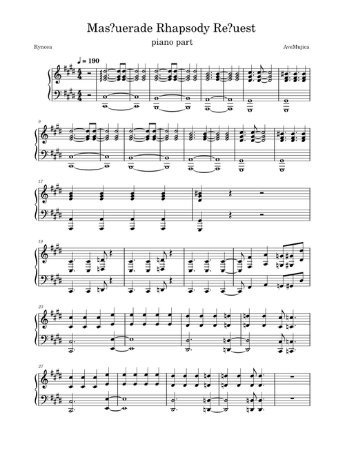 《Mas?uerade Rhapsody Re?uest》Piano Part