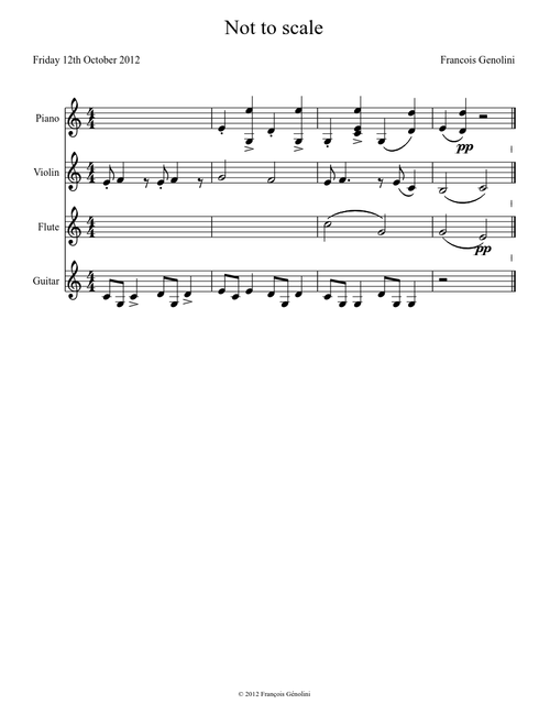 Not to scale sheet music arranged by fgenolini