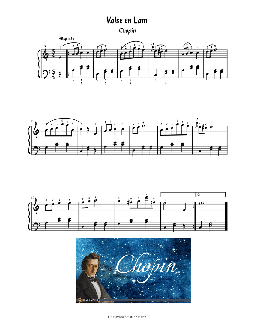 Valse en la mineur Frédéric Chopin Sheet music for Piano (Solo