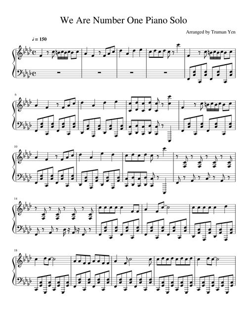 We Are Number One Piano Solo