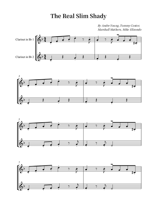The Real Slim Shady (Arr. Wesley S. SIlva) - Eminem (Clarinet Duet)