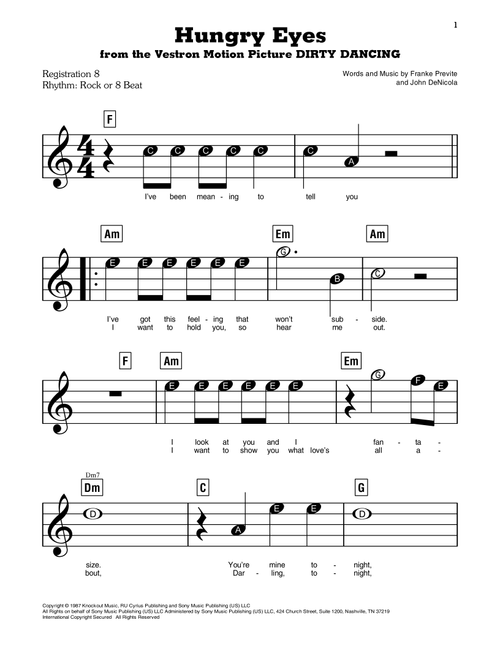 Hungry Eyes (from Dirty Dancing) - Eric Carmen (E-Z Play Today)