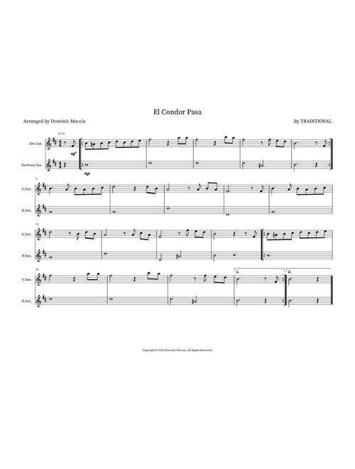 El Condor Pasa (Arr. Dominic Meccia) - Traditional (Instrumental Duet)