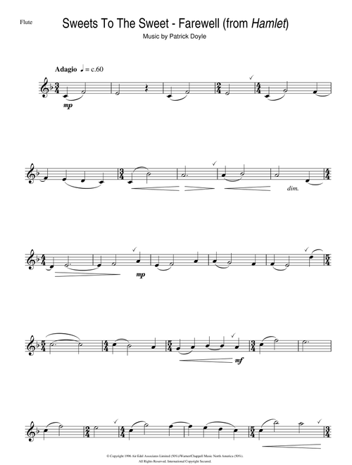 Sweets To The Sweet - Farewell (from Hamlet) - Patrick Doyle (Flute Solo)