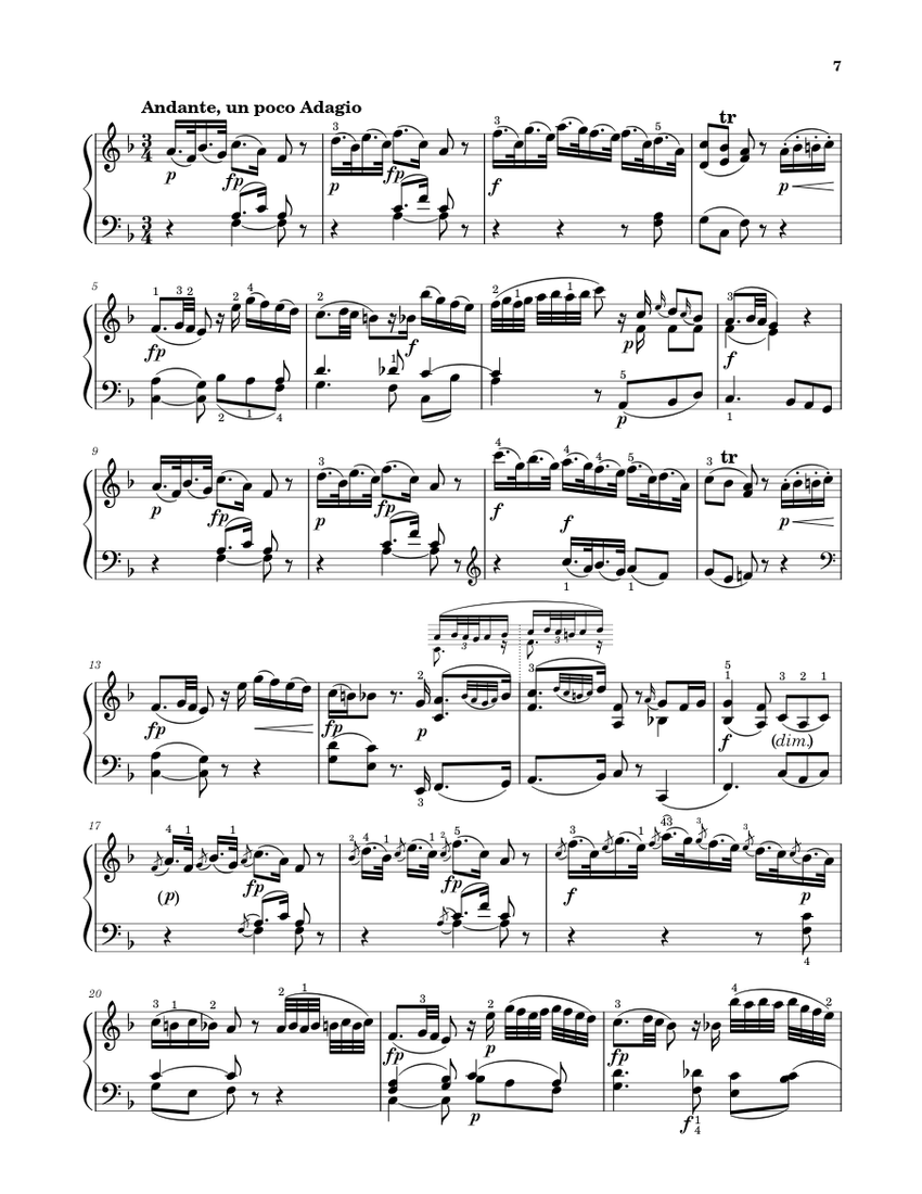 Sonata No. 7, 2nd Movement K. 309 Sheet Music for Piano