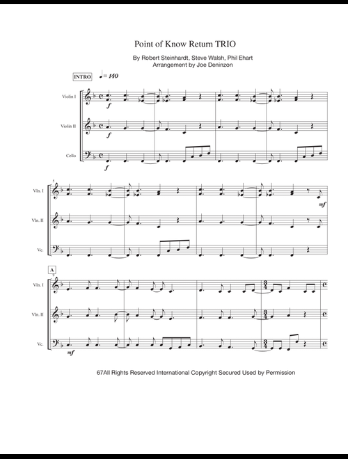Point Of Know Return (Arr. Joe Deninzon) - Kansas (String Ensemble)
