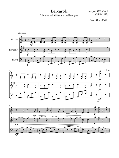 Jacques Offenbach: Barcarole Thema aus Hoffmanns Erzählungen