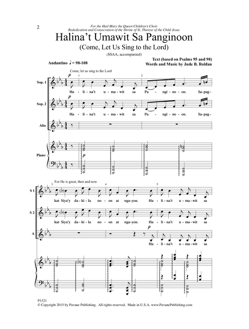 Halina't Umawit Sa Panginoon - Jude B Roldan (Choral, SSAA)