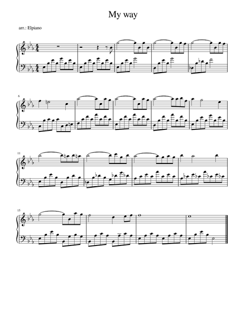 My way – Elvis Presley, Frank Sinatra, piano solo easy