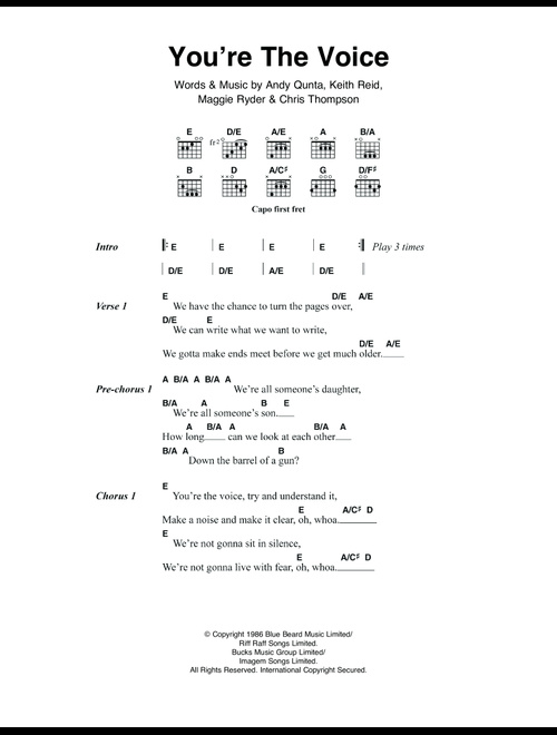 You're The Voice - John Farnham (Guitar Chords-Lyrics)