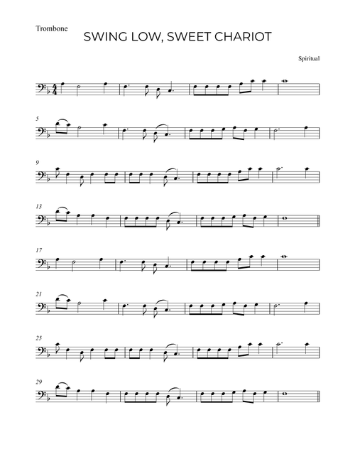 SWING LOW, SWEET CHARIOT (Arr. Alex Nunes Rodrigues) - Spiritual (Trombone Solo)