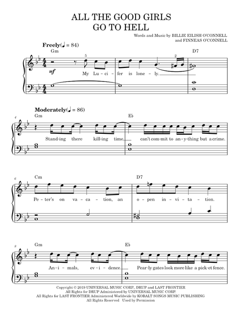 All the good girls go to hell - Billie Eilish (Easy Piano)