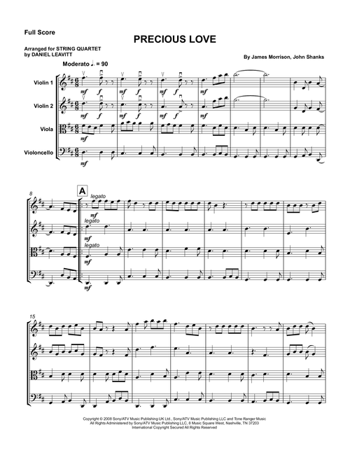 Precious Love (Arr. Daniel Leavitt) - James Morrison (String Quartet)