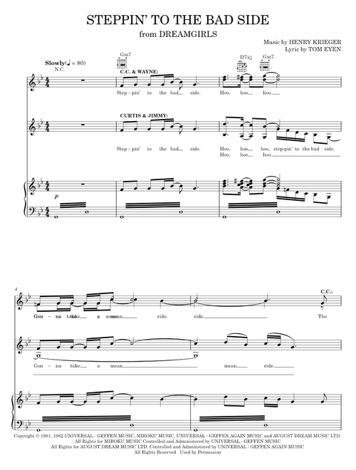 Steppin' To The Bad Side - Dreamgirls Musical, Tom Eyen (Piano-Vocal-Guitar)