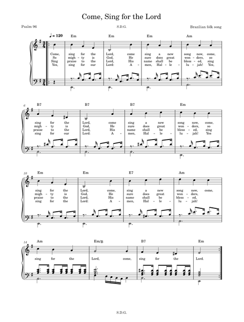 Come, Sing for the Lord - psalm étude (EASY)