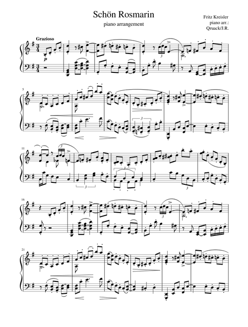 Schoen Rosmarin | piano arrangement