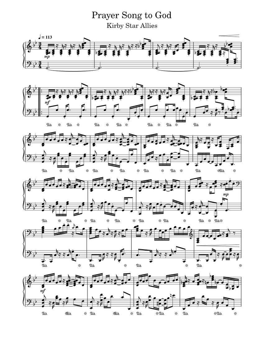 Prayer Song to God - Kirby Star Allies - Sheet Music for