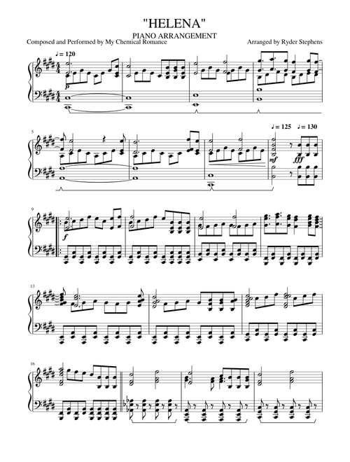"HELENA" - My Chemical Romance - Piano Arrangement